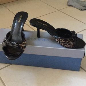 EUC Giraffe print slide on heels